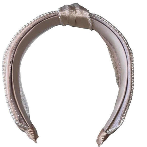 Knotted Womens TopKnot Headband with Side Pearls - Picture 5 of 14